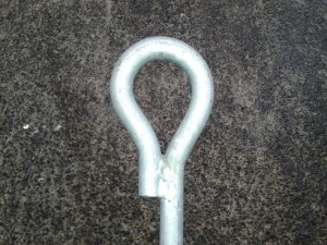 The eyes is folded back and welded to the shaft for strength.